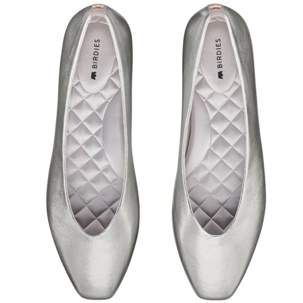 Birdies Silver Flats: The Crane - Silver Leather - 9